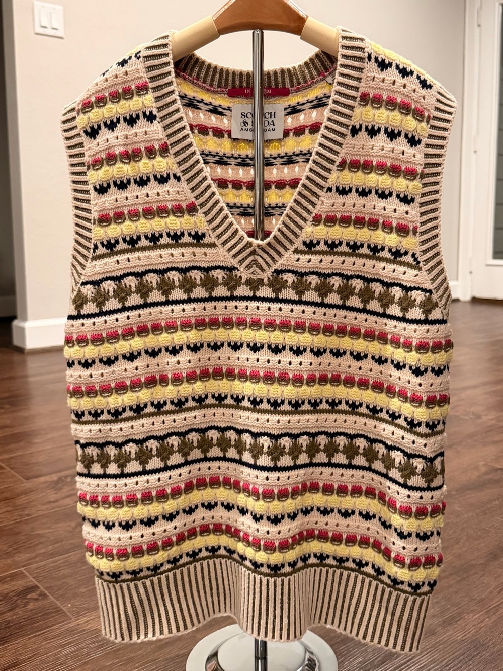 Anthropologie Scotch and Soda Mixed Stitch Knit Sweater Vest Sleeveless Cream